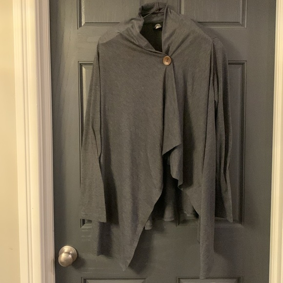 Bobeau gray wrap cardi size L - Picture 3 of 5